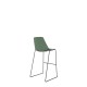 Polypropylene Shell High Stool With Upholstered Seat Pad and Black Skid Steel Frame